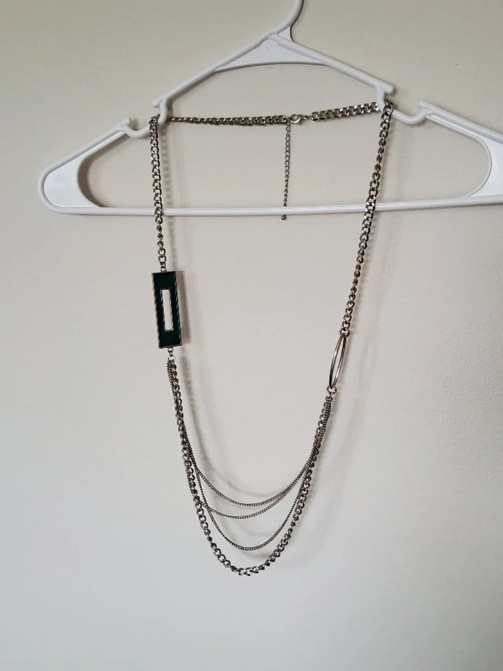 Necklace with Green Rectangle Pendant